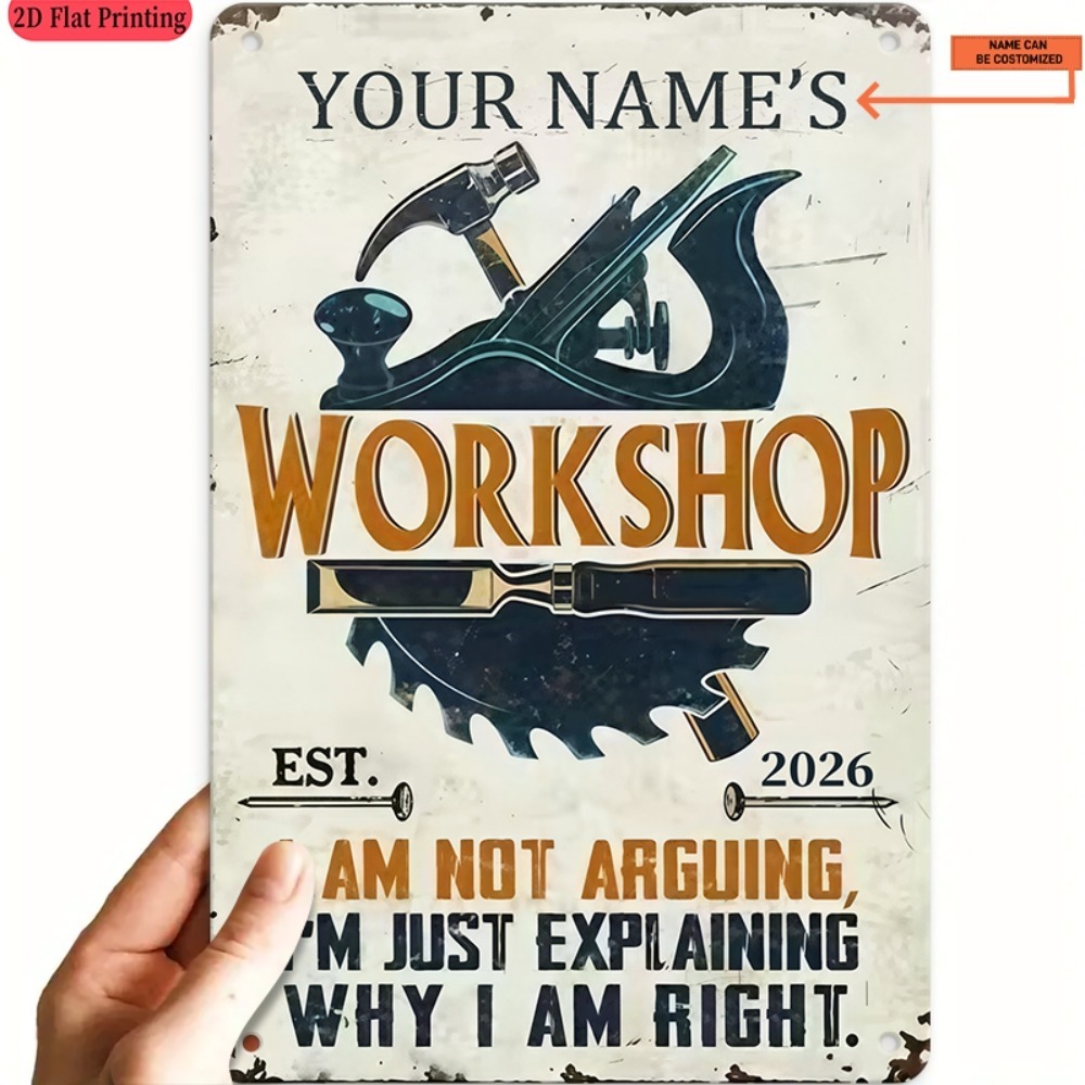 Workshop Tools And Names - [2D Flach] 1 Stück individuelles Metallschild