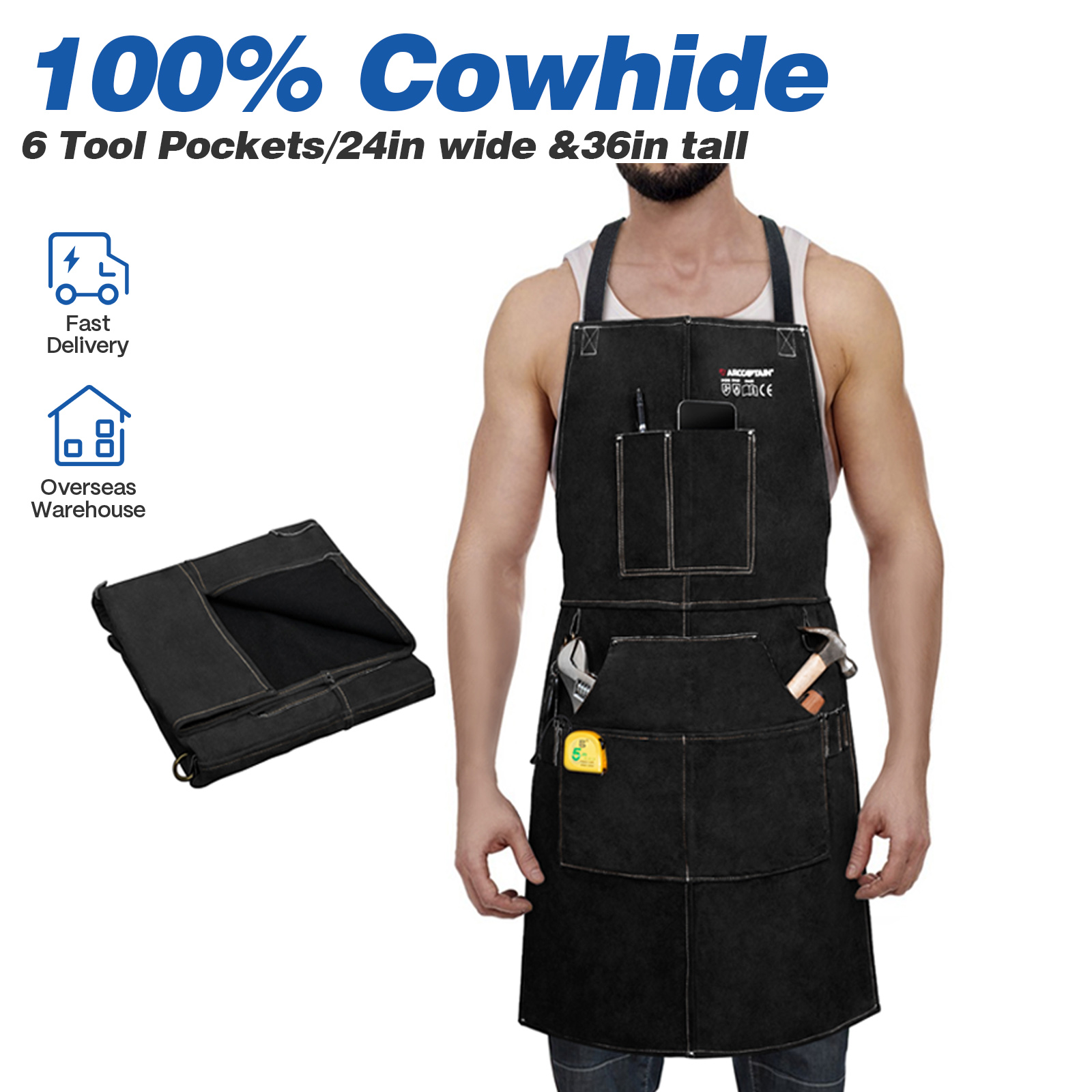 Tools For Welding Workshop - ARCCAPTAIN Schweißarbeitsschürze aus Leder, hitzeflammenbeständig, Schmied-Schweißschürzen
