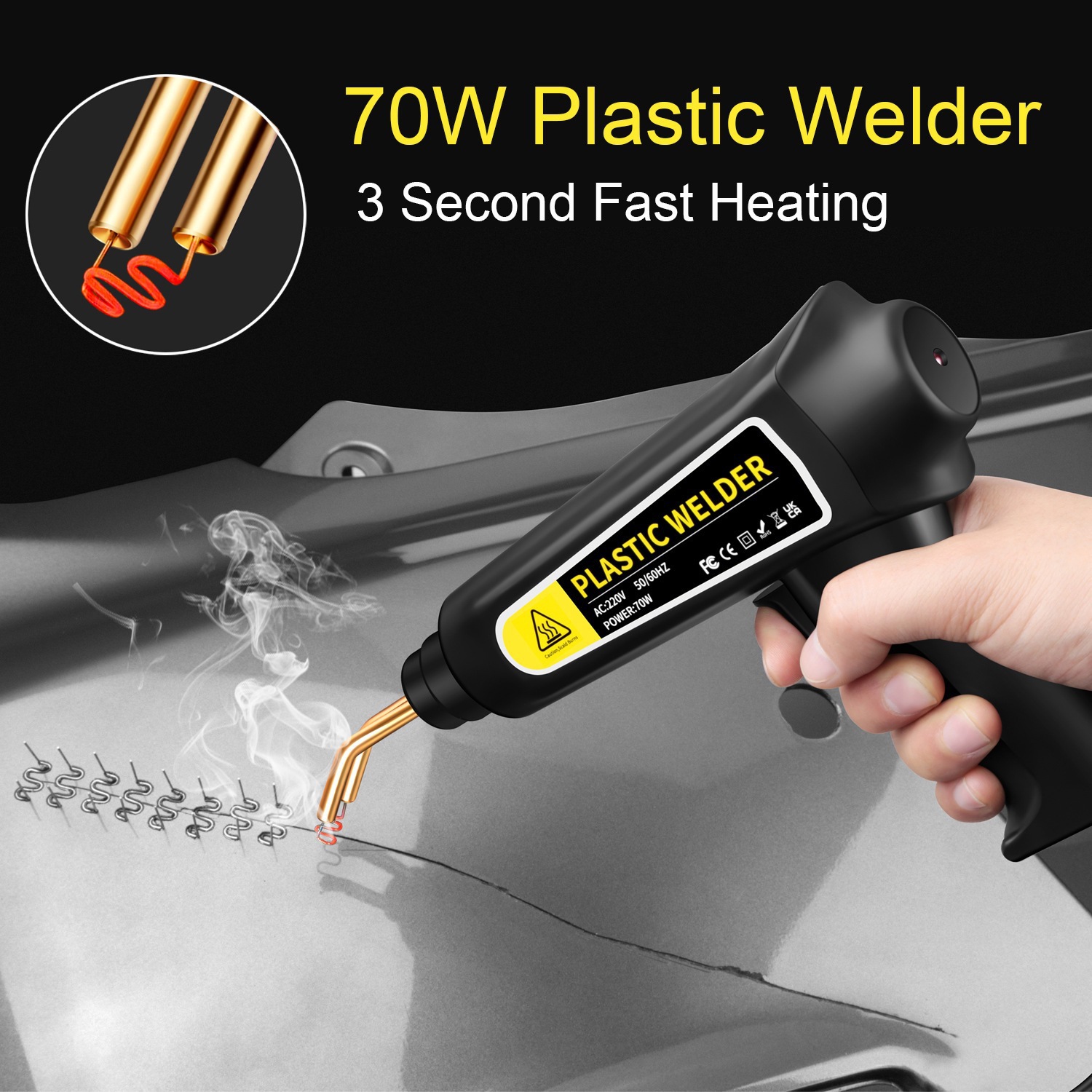 Tools For Welding Workshop - 70W Kunststoffschweißgerät Reparaturset, Heißklammergerät mit 4